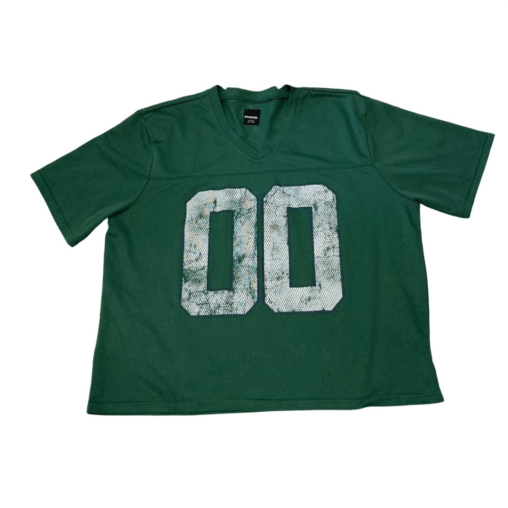 RSQ Green Mesh Football Jersey T-Shirt Distressed 00 Graphic Mens XXL